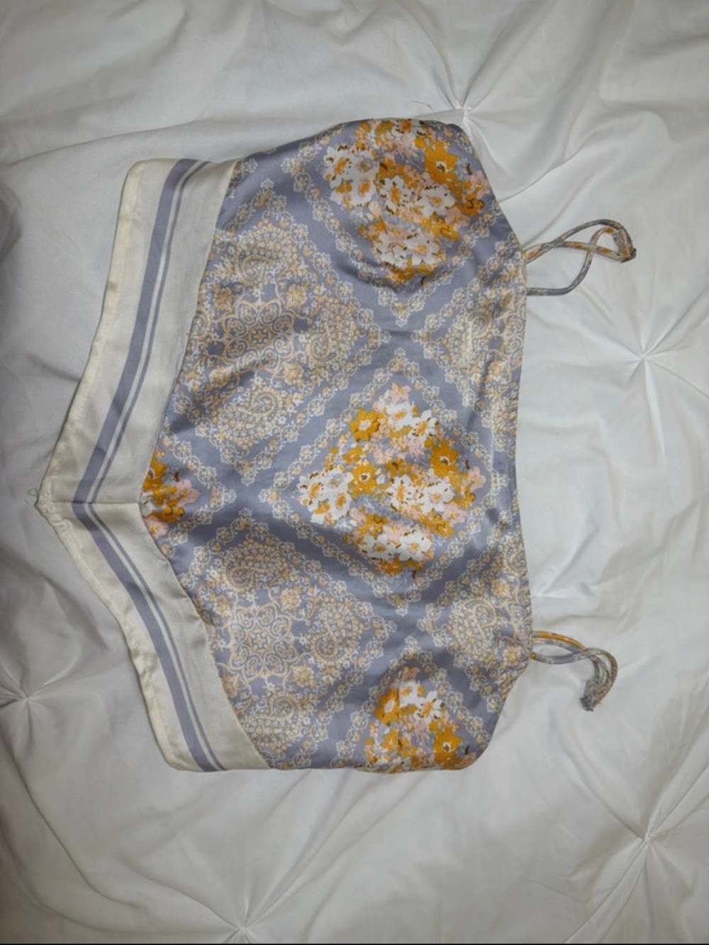 Sienna Sky Lavender & Yellow Floral Satin Crop Top